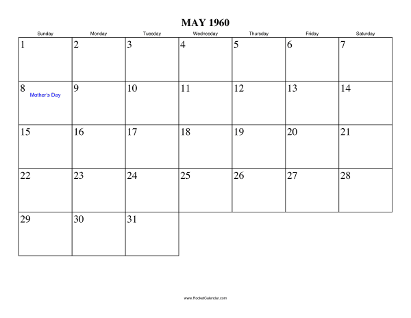 May 1960 Calendar