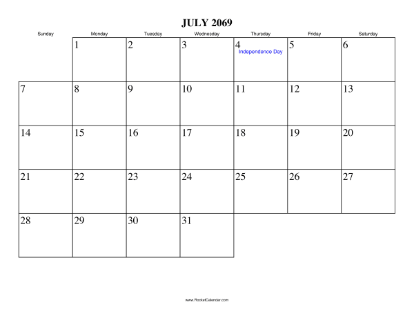 July 2069 Calendar