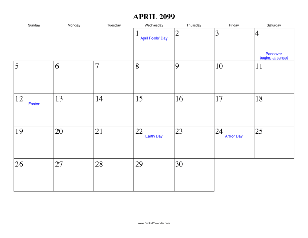 April 2099 Calendar