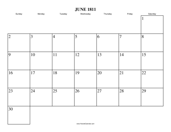 June 1811 Calendar