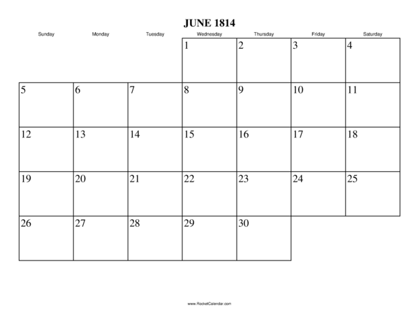 June 1814 Calendar