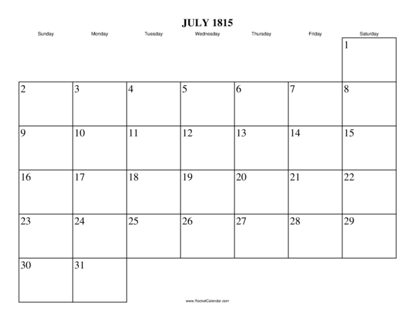 July 1815 Calendar