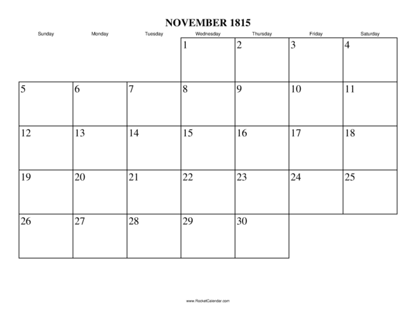 November 1815 Calendar