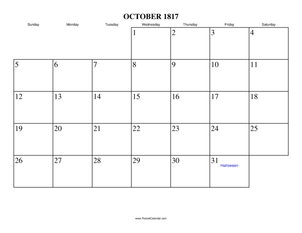 October 1817 Calendar