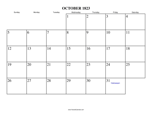 October 1823 Calendar