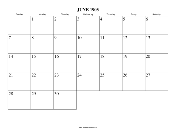 June 1903 Calendar