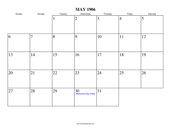 May 1906 Calendar