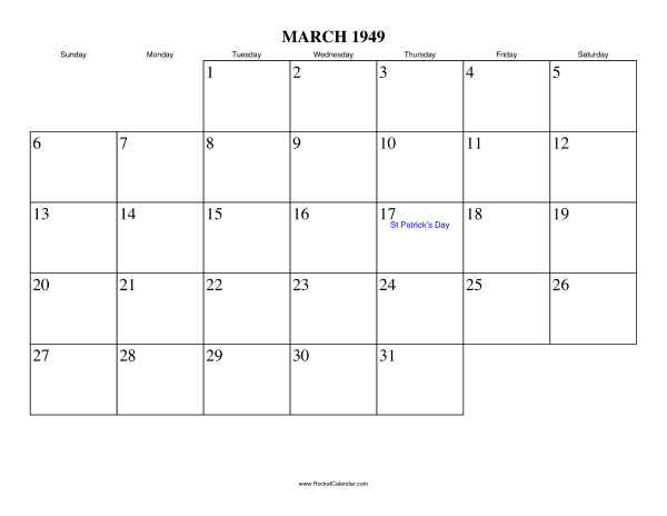 March 1949 Calendar