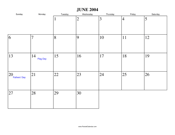 June 2004 Calendar