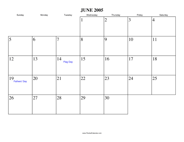 June 2005 Calendar