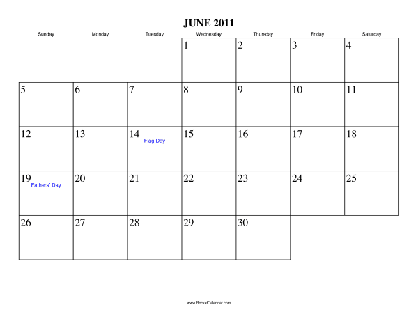 June 2011 Calendar