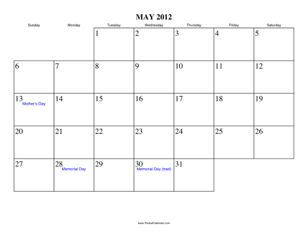 May 2012 Calendar