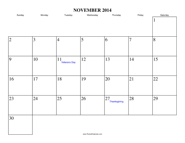 November 2014 Calendar