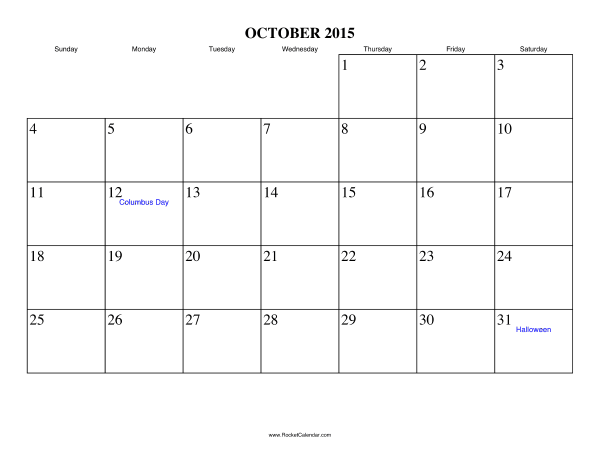 October 2015 Calendar