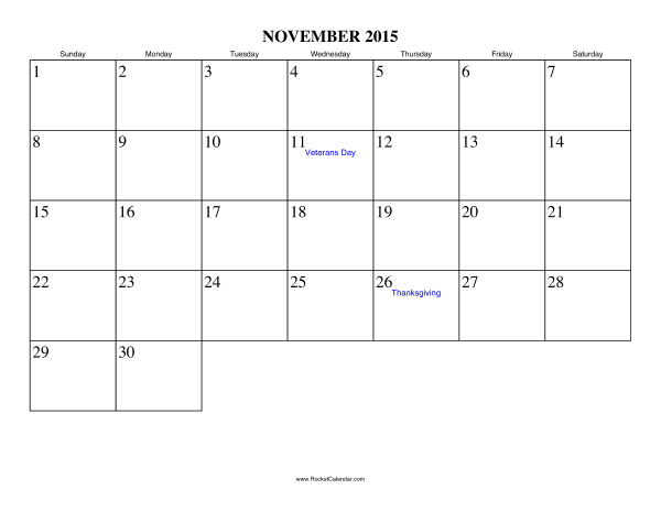 November 2015 Calendar