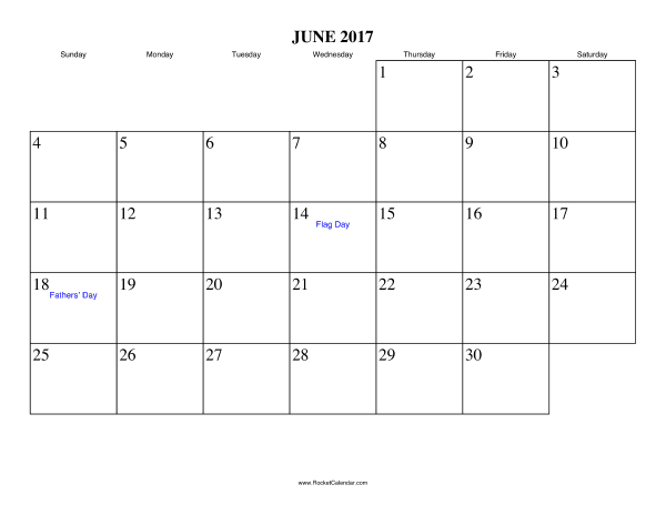 June 2017 Calendar