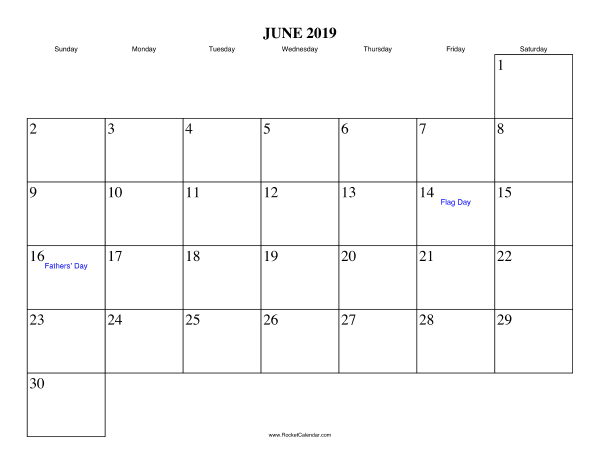 June 2019 Calendar