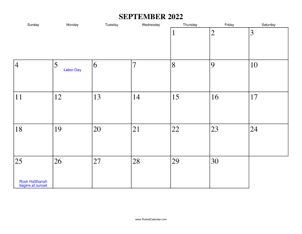 September 2022 Calendar