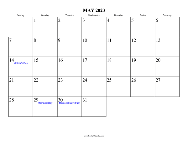 May 2023 Calendar