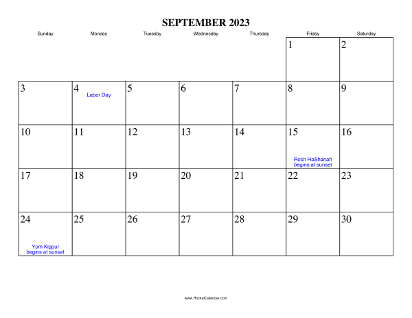 September 2023 Calendar