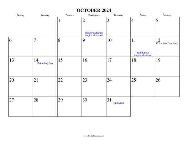 October 2024 Calendar