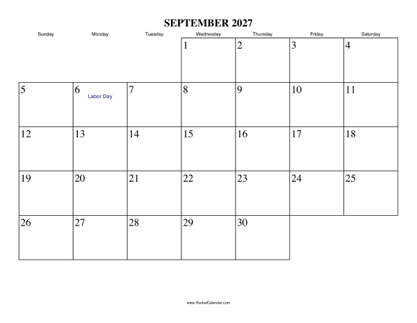 September 2027 Calendar