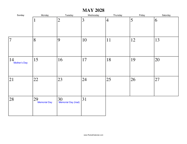 May 2028 Calendar