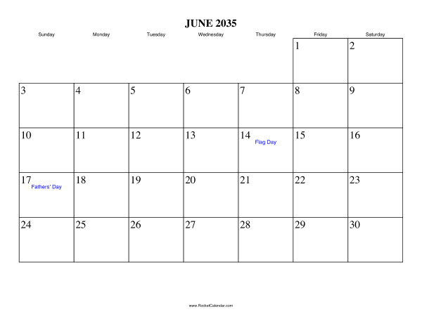 June 2035 Calendar