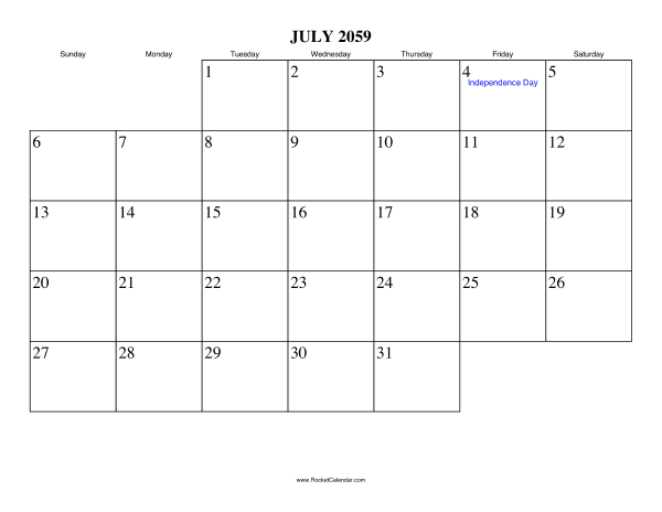 July 2059 Calendar