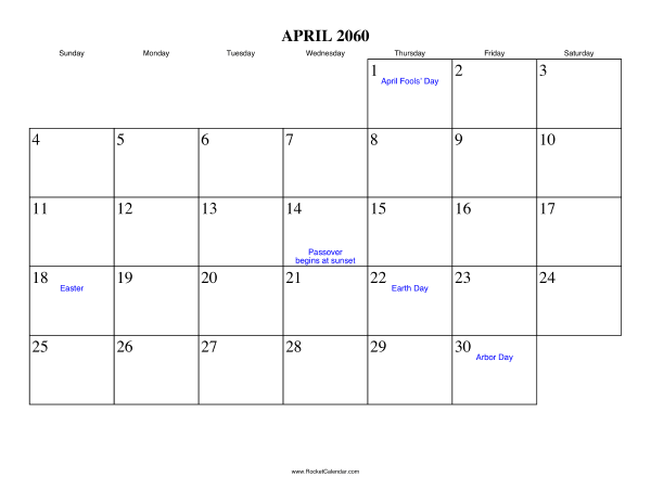 April 2060 Calendar