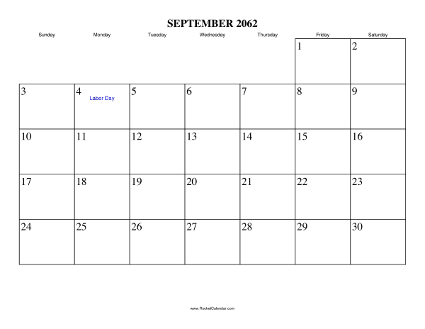 September 2062 Calendar