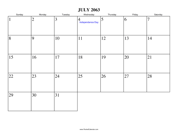 July 2063 Calendar