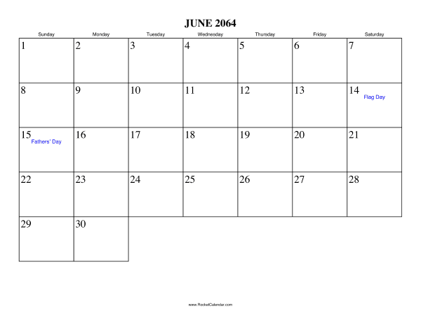 June 2064 Calendar