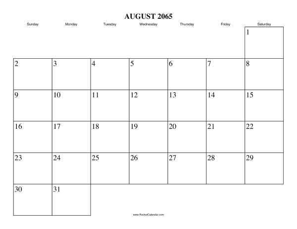 August 2065 Calendar