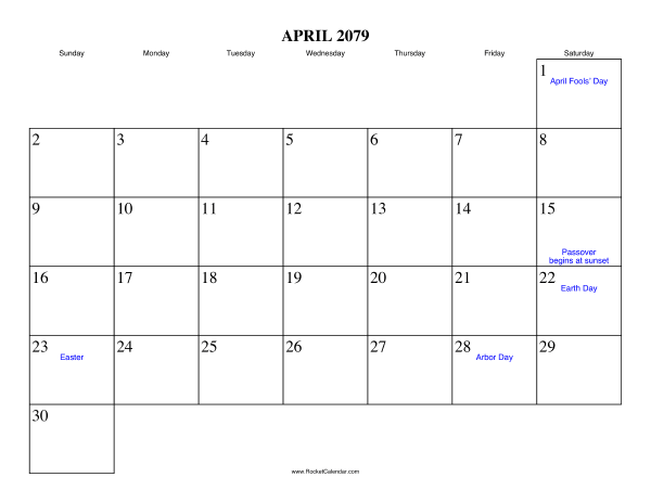 April 2079 Calendar