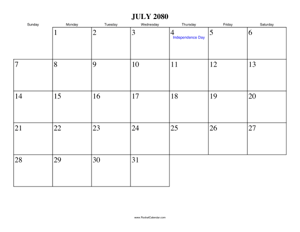 July 2080 Calendar