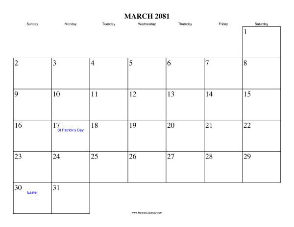 March 2081 Calendar