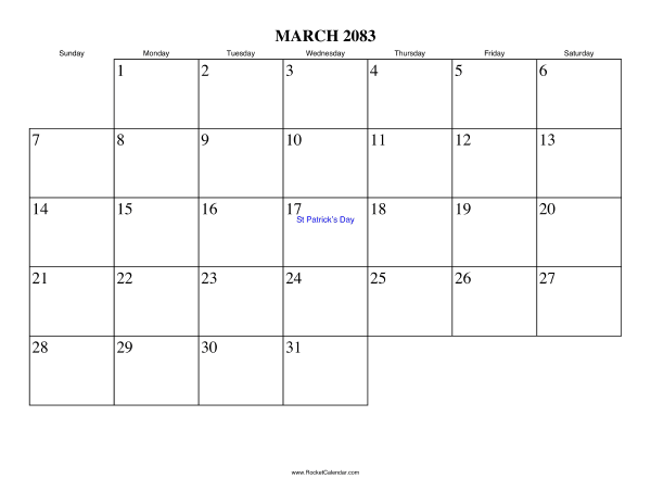 March 2083 Calendar