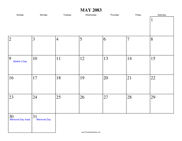 May 2083 Calendar