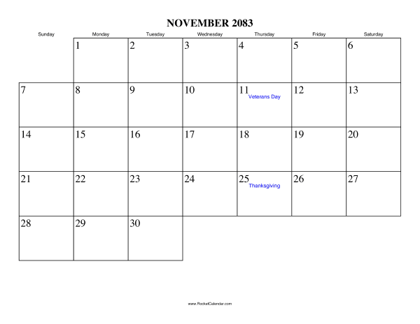 November 2083 Calendar