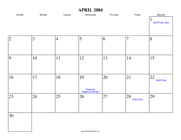 April 2084 Calendar