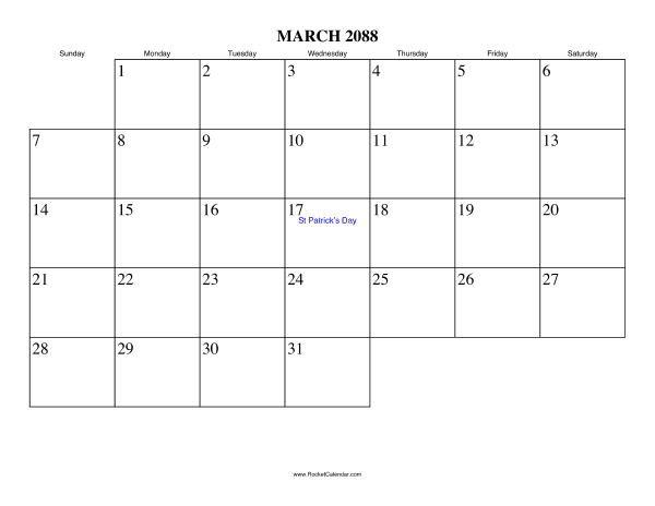 March 2088 Calendar