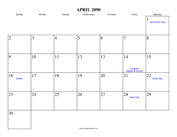 April 2090 Calendar