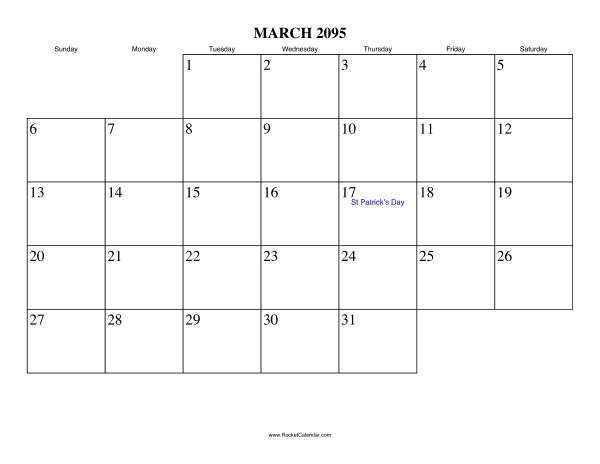 March 2095 Calendar