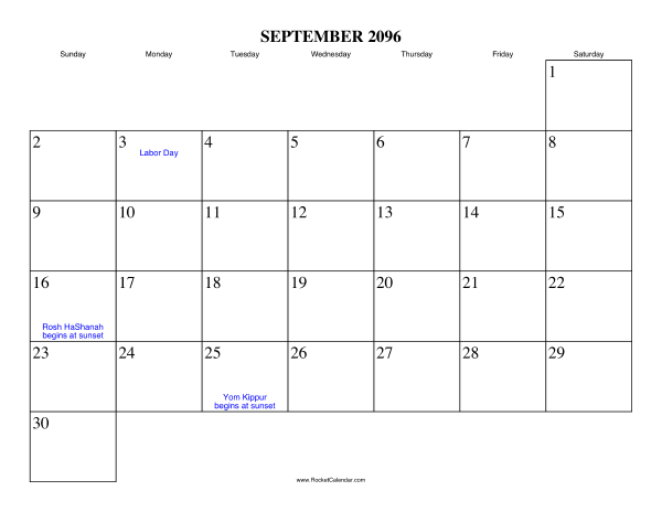 September 2096 Calendar