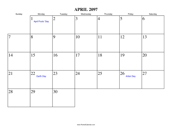 April 2097 Calendar