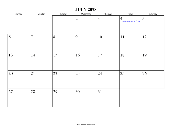 July 2098 Calendar